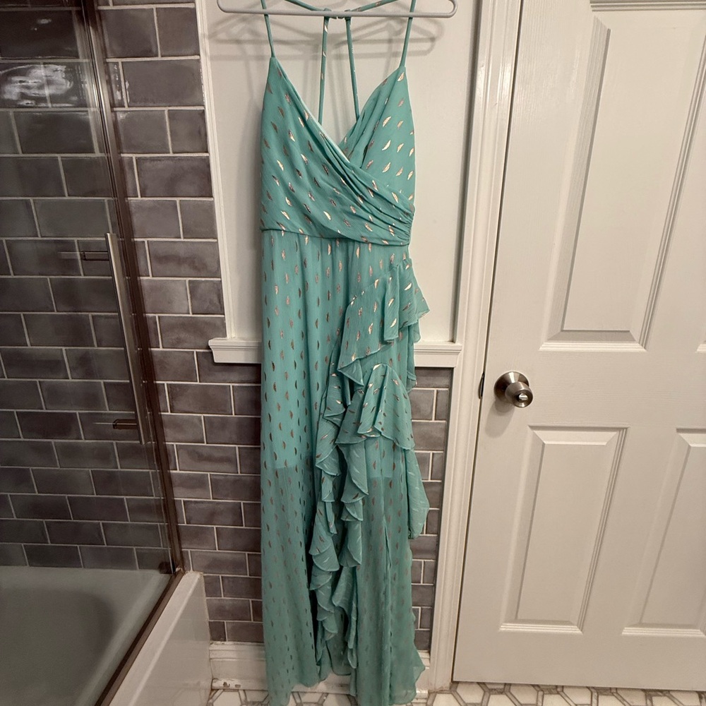 AQUA NEVER WORN turquoise & gold gown - Size 0